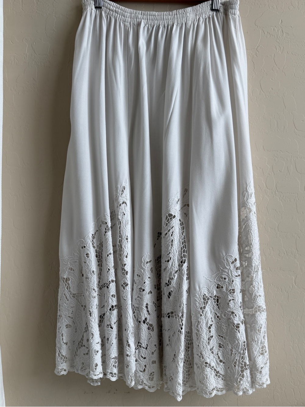 Vintage White Martha Riestra Openwork Hem Maxi Skirt Medium - Picture 5 of 6